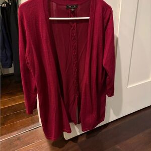Lux Deep Red Open Front Cardigan